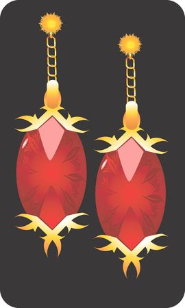 Illustration of golden earring with diamond	の写真素材