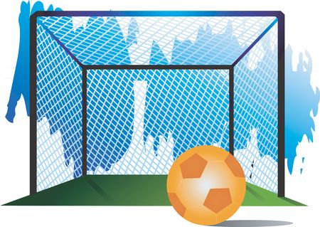 A foot ball in the ground near the net	 の写真素材