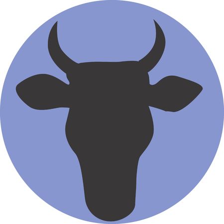 Illustration of a symbol of cow in blue background	の写真素材