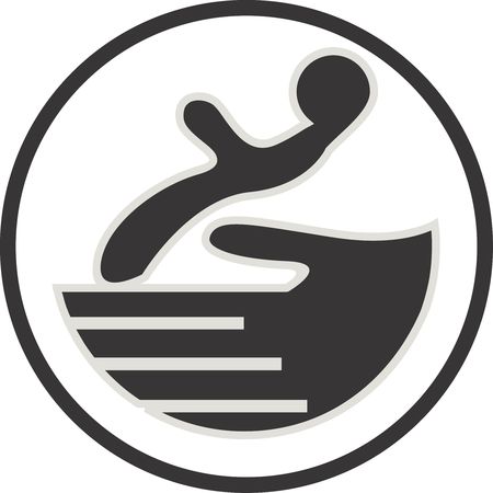Illustration of a symbol of child and hand	の写真素材