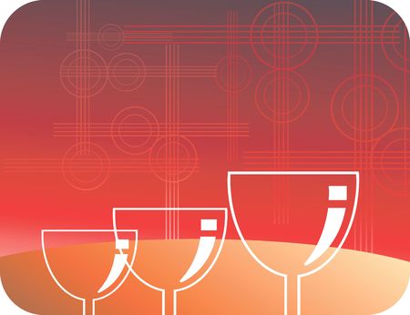 Empty goblets are in red background	の写真素材