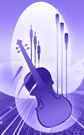 Illustration of a electric guitar and electric codesの写真素材