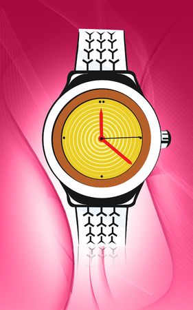 Illustration of a yellow dial wrist watch	の写真素材