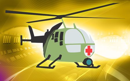 Illustration of a rescue helicopter in blue background	の写真素材