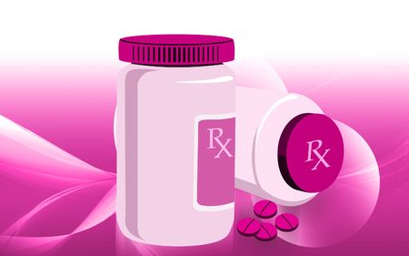 Illustration of tablets and two containers	の写真素材