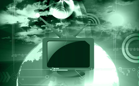 Illustration of a television monitor with antenna	