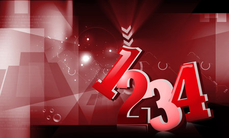 Illustration of 1, 2, 3, 4 in colours