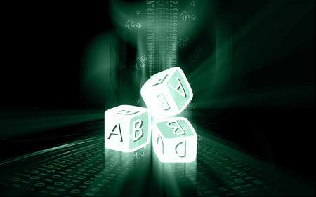 Illustration of three letter cubes	