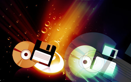 Illustration of Compact Disc and floppy