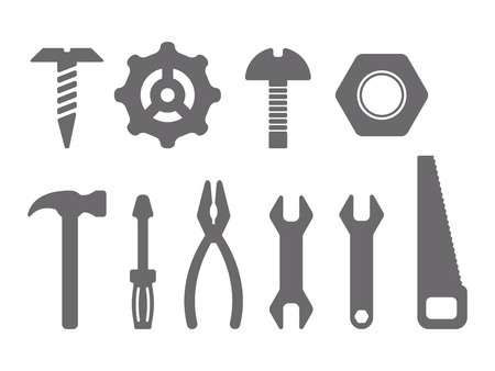 Manual tools and instruments set, isolated icons, vector illustrationのイラスト素材