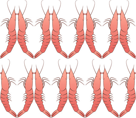 Shrimp seamless pattern, regular ornament, vector backgroundのイラスト素材