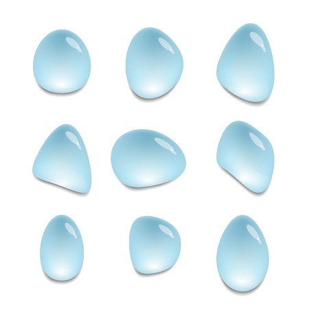 Set of water drops on surface, blue isolated water spots, vector, eps 10のイラスト素材