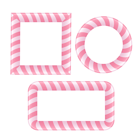 Pink frame collection, candy frames, lollipop boxes, related pattern brush included, vector illustrationのイラスト素材