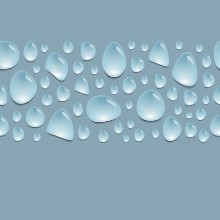 Horizontal line decoration with water drops, background with blue water spots, vector wallpaper, eps 10のイラスト素材