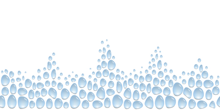 Horizontal bottom decoration with water drops, background with blue water spots, vector wallpaper, borderのイラスト素材