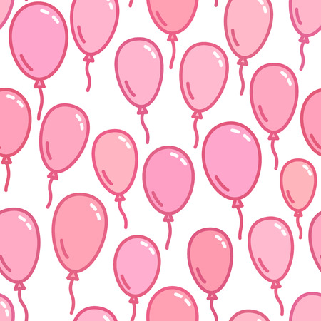 Seamless pattern with pik balloons, naive and simple background, pink wallpaper, cute vector illustrationのイラスト素材