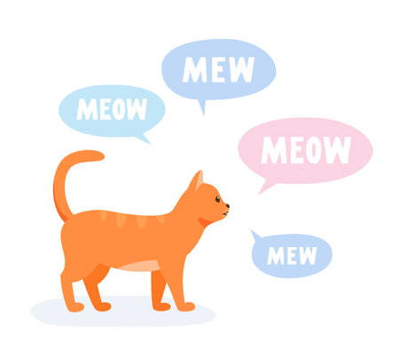 Vocal domestic cat talking and yelling. Talkative cat meowing and yowling a lot. Vectorのイラスト素材