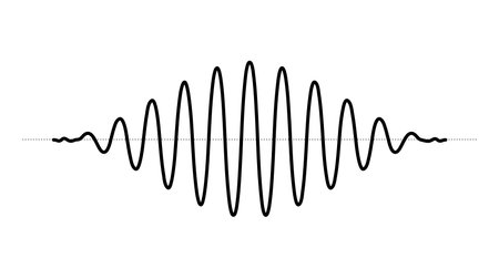 Sinusoid fading signal. Black curve sound wave. Voice or music audio concept. Pulse line. Fading out...