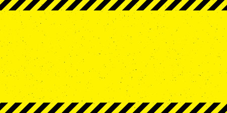 Textured caution tape frame background. Yellow and black diagonal stripes, square warning wallpaper. Vectorのイラスト素材
