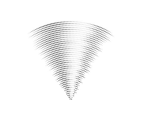 Doted sound wave signal. Radio or music audio concept. Epicentre or radar icon. Textured radial signal or vibration elements. Impulse curve lines. Concentric ripple semi circles.のイラスト素材