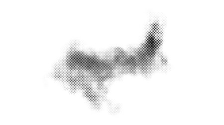 Halftone smoke texture. Black and white dotted fog cloud background. Comic and pop art style design element. Monochrome grunge abstract wallpaper. Vectorのイラスト素材