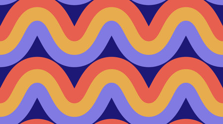 Retro waves seamless pattern. Rainbow stripes repeating background. Colorful curved and wrapped...