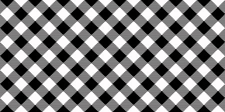 Seamless diagonal gingham pattern. Black and white slanted vichy cage background. Checked tweed plaid repeating wallpaper. Fabric texture design. Vectorのイラスト素材