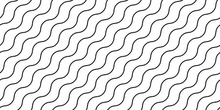 Wavy lines seamless pattern. Undulate stripes repeating background. Black and white diagonal waves texture. Simple curved linear wallpaper. Textile and fabric design template. Vectorのイラスト素材