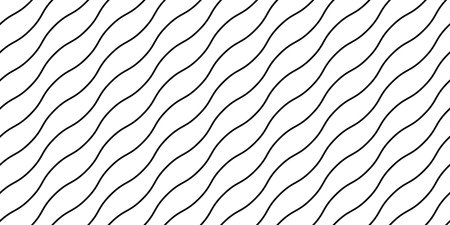 Wavy lines seamless pattern. Undulate stripes repeating background. Black white diagonal waves...