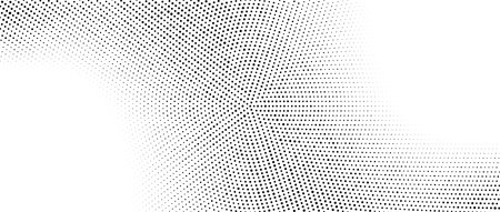 Radial halftone gradient background. Dotted concentric texture with fading effect. Black and white circle shade wallpaper. Grunge vector backdropのイラスト素材