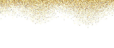 Golden glitter background. Sparkling small confetti wallpaper. Splashed gold dots texture. Vector design element for posters, flyer, invitation, Christmas birthday decoration. Vectorのイラスト素材