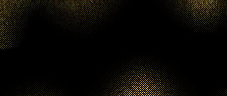 Golden wavy halftone gradient background frame. Shining comic glitter texture. Pop up dotted sparkles pattern wallpaper. Retro design template for banner, flyer, poster, presentation. Vectorのイラスト素材