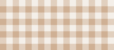 Gingham seamless pattern. Beige and white vichy background texture. Checkered tweed plaid repeating wallpaper. Natural nude fabric and textile swatch design. Vectorのイラスト素材