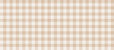 Gingham seamless pattern. Beige and white vichy background texture. Checkered tweed plaid repeating wallpaper. Natural nude fabric and textile swatch design. Vector backdropのイラスト素材