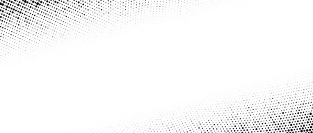 Faded radial halftone corner texture. Dotted gradient pattern background. Abstract curved pop art wallpaper. Vanishing spotted design backdrop for print, banner, poster, flyer, cover. Vectorのイラスト素材