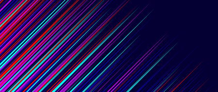 Diagonal colorful lines background. Neon fading stripes pattern. Gradient speed lines wallpaper. Comic or cartoon book rays and beams. Vanishing glitch concept backdrop. Vector abstract fast effectのイラスト素材