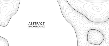 Topographic contour map concept. Black and white abstract line background. Linear terrain outline pattern. Geographic design template wallpaper for poster, banner, print, booklet, leaflet. Vectorのイラスト素材