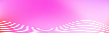 Abstract white wave lines on pink gradient background. Wide banner with curve liquid stripes. Wavy...