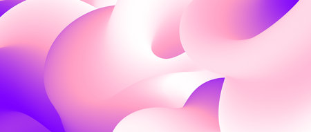 Abstract pink purple fluid gradient background. Wavy curved flow poster wallpaper. Soft liquid wave backdrop. Smooth color template for presentation, banner, flyer, booklet. Vector illustration.のイラスト素材