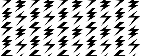 Lightning bolt seamless pattern. Thunder bolt repeated background. Flash thunderbolt ornament wallpaper. Blitz strike arrows for poster, banner, graphic design, print. Vector energy power backdropのイラスト素材