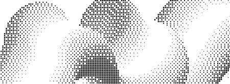 Pixelated curved gradient shape. Dotted dither squiggling texture background. Fluid undulate form for banner, poster, leaflet, brochure. Abstract rasterized overlay backdrop. Vector comic wallpaperのイラスト素材