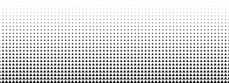 Fading triangle halftone gradient. Abstract geometric background texture. Tech triangular halfton gradation pattern. Vanishing mosaic arrow wallpaper for poster, banner, booklet. Vector backdropのイラスト素材