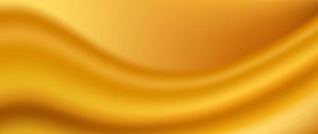 Caramel color wave gradient background. Flowing liquid gold honey flavor wallpaper. Abstract fluid golden mousse souffle backdrop. Smooth creamy butter oil texture. Vector yellow satin wavy silk bgのイラスト素材