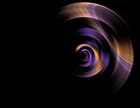 Abstract fractal colorful 3D spiral on blackの写真素材