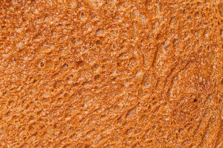 background texture of a porous brown bread slice Mono
