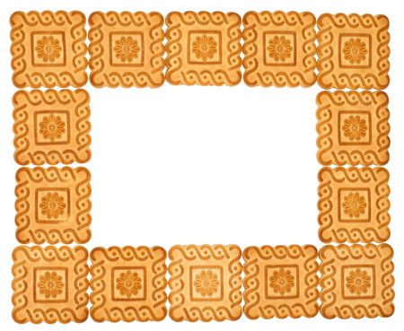frame of cookies isolated on white backgroundの写真素材