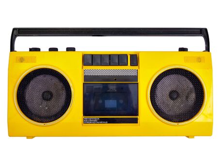 Old cassette tape recorder isolated on white backgroundの写真素材