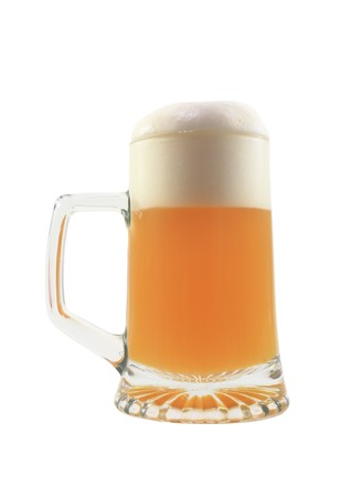 isolated glass of beer on the whiteの写真素材