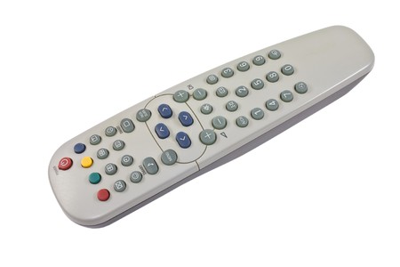 plastic remote control on the white backgroundの写真素材