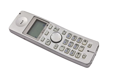 plastic dect phone isolated on the whiteの写真素材